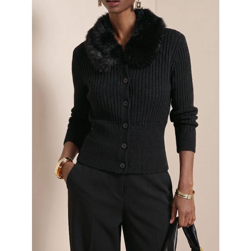 VEZFAA Damesmode Casual Herfst Winter Effen Kleur Print Lange Mouw Truien