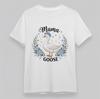 Women's Oversize T-Shirt Floral Goose Graphic Tee Short Sleeve Soft Cotton White