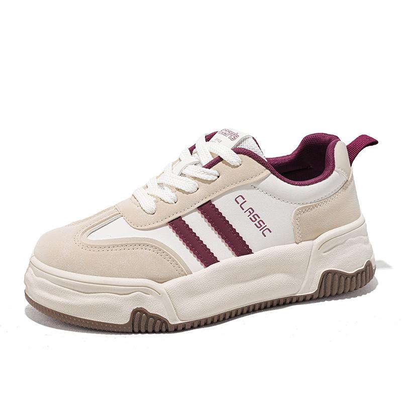 Thick-soled Little White Shoes New Spring Super-fire Height Increase Breathable and Versatile Women's Flat-soled Shoes Casual Sports Board Shoes