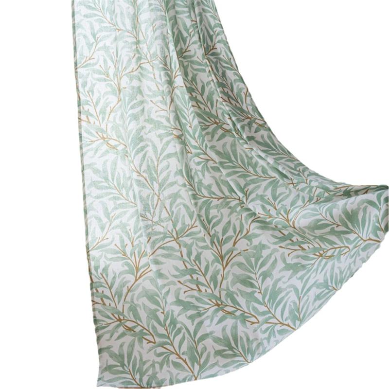 Botanical Leaf Print Curtains - Semi-Sheer Kitchen Valance & Bay Window Drapes | Ready-Made Light Filtering Sheers (Hooks/Rod Pocket)
