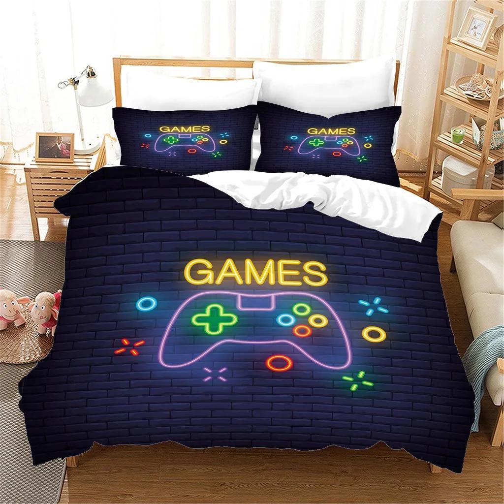 Comforter Play Games Beddings Sets White 3D Print Quee Video Games For Boy Double Bed Set Comforter For Teen Man