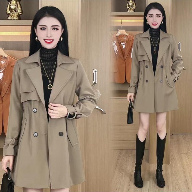 

Женская ветровка средней длины в британском стиле - Коллекция весна/осень 2024 M [100-110] хаки