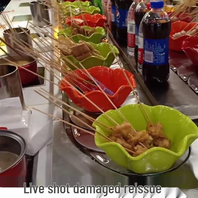 Rotating Lace Edge Melamine Vegetable Skewer Hot Pot Bowl - Commercial Plastic Salad & Tableware Bowl