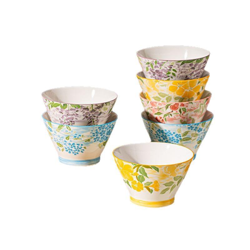 Japanese-Style Ceramic Hat Bowl Household High-Value Rice Bowl Ceramic Bowl Underglaze Ceramic Tableware