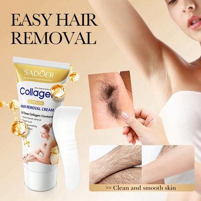 Collagen Hair Removal Cream with Centella Asiatica and Glycerin for Gentle Hair Removal and Pore Care