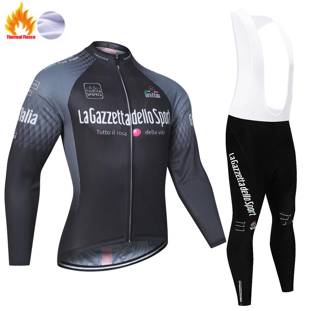 Winter Fleece Men's Cycling Jersey Sets Tour De Italy D'ITALIA Mountian Bicycle Clothes Wear Bike Clothing New Team Cycling Suit