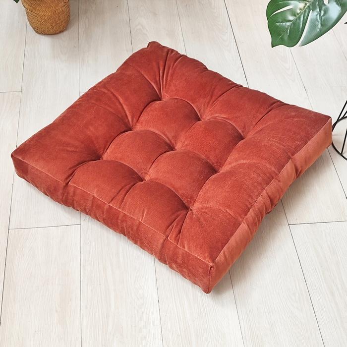 

Solid color enlarged thickened plush seat cushion lazy cushion futon tatami bay window cushion 55x55x10cm 1pcs коричневий