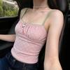 French sweet pink floral sleeveless small suspender vest women's summer new unique and beautiful outer wear inner top