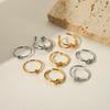 Yori tylish Unique Stainless Steel Irregular Geometric Opening Ring 18 K PVD Plated Waterproof Unusual Trendy Textured Jewelry
