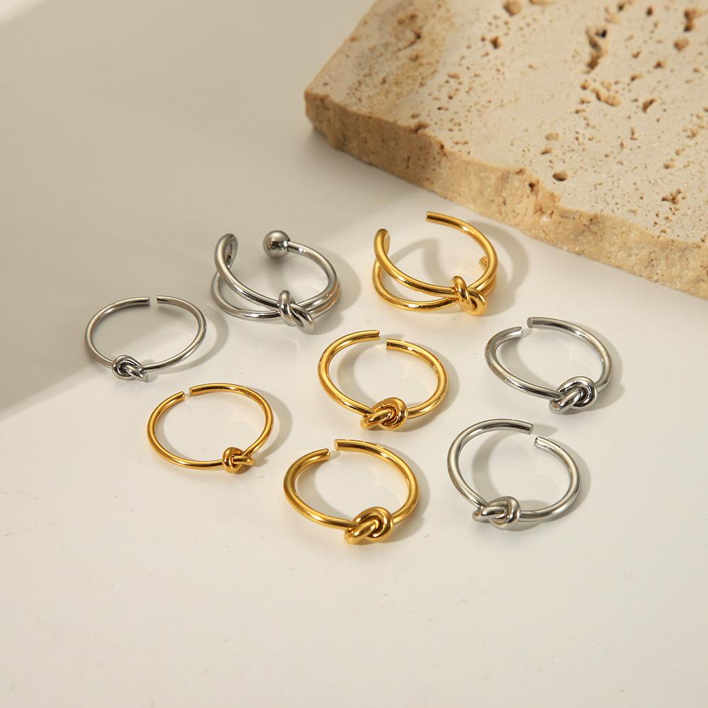 Yori tylish Unique Stainless Steel Irregular Geometric Opening Ring 18 K PVD Plated Waterproof Unusual Trendy Textured Jewelry