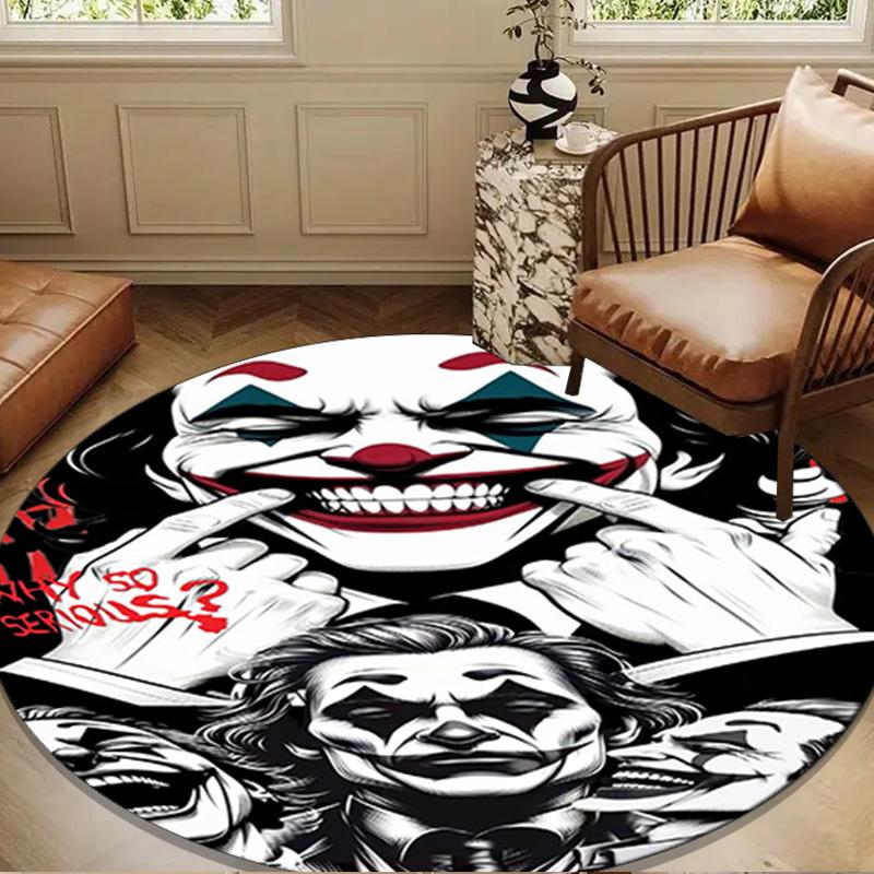 Cool Clown Pattern Round Rug for Livingroom,Bedroom, Palyroom, Chair Rug, Area Rug, Circle Carpet, Large Size Fan Christmas Gift