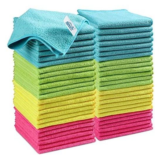 HOMEXCEL Microfiber Cloths 50 Sheets Commercial Towels Thin Wipes Cleaning Dishcloths Kitchen Etc. Approximately (multicolor)