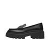 Lucy Leather Round Toe Slip-On Loafers Chunky Heels 5Cm Women Loafers Black CCH95-BLK