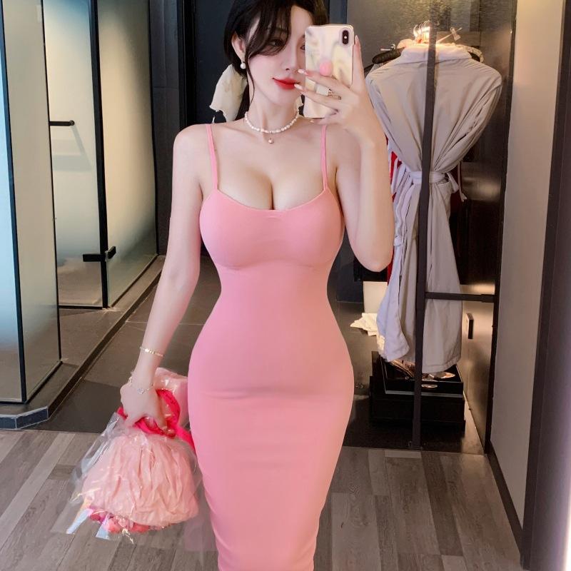 Sexy Women's Strap Dress Sleeveless Gown Female Sensual Two-Piece Clothing Fashionable Trendy Minimalist Design
