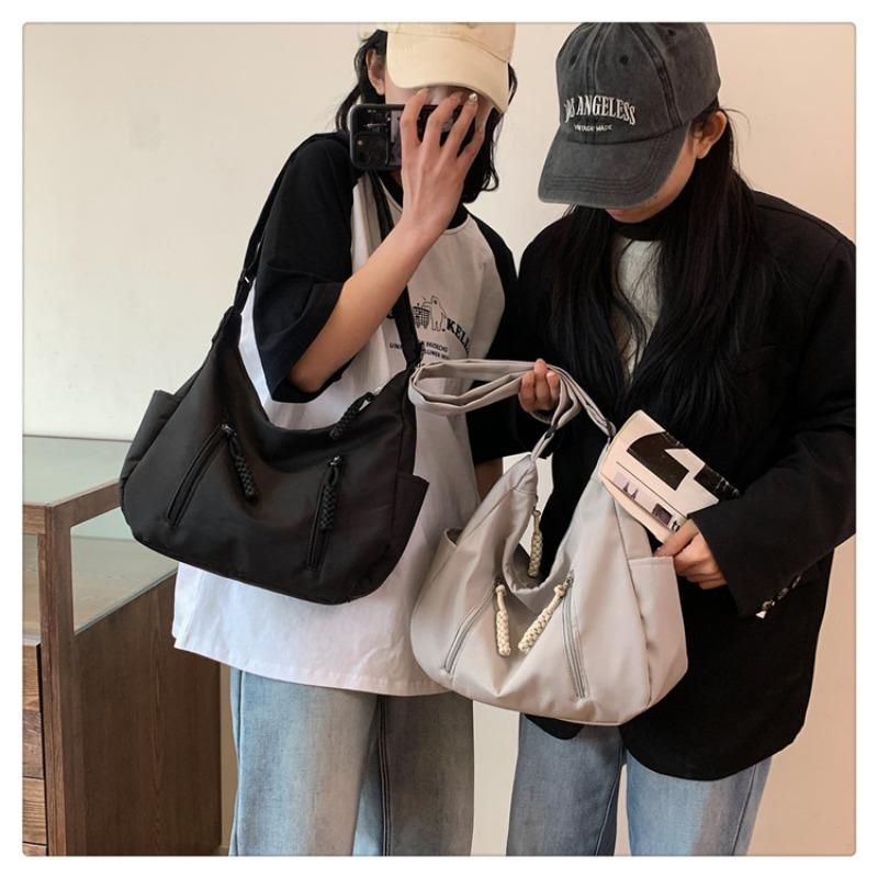 High Aesthetic Fashion Commuter Large Capacity Shoulder Bag Women Casual College Student Class Tote Bag Wide Strap Crossbody Bag