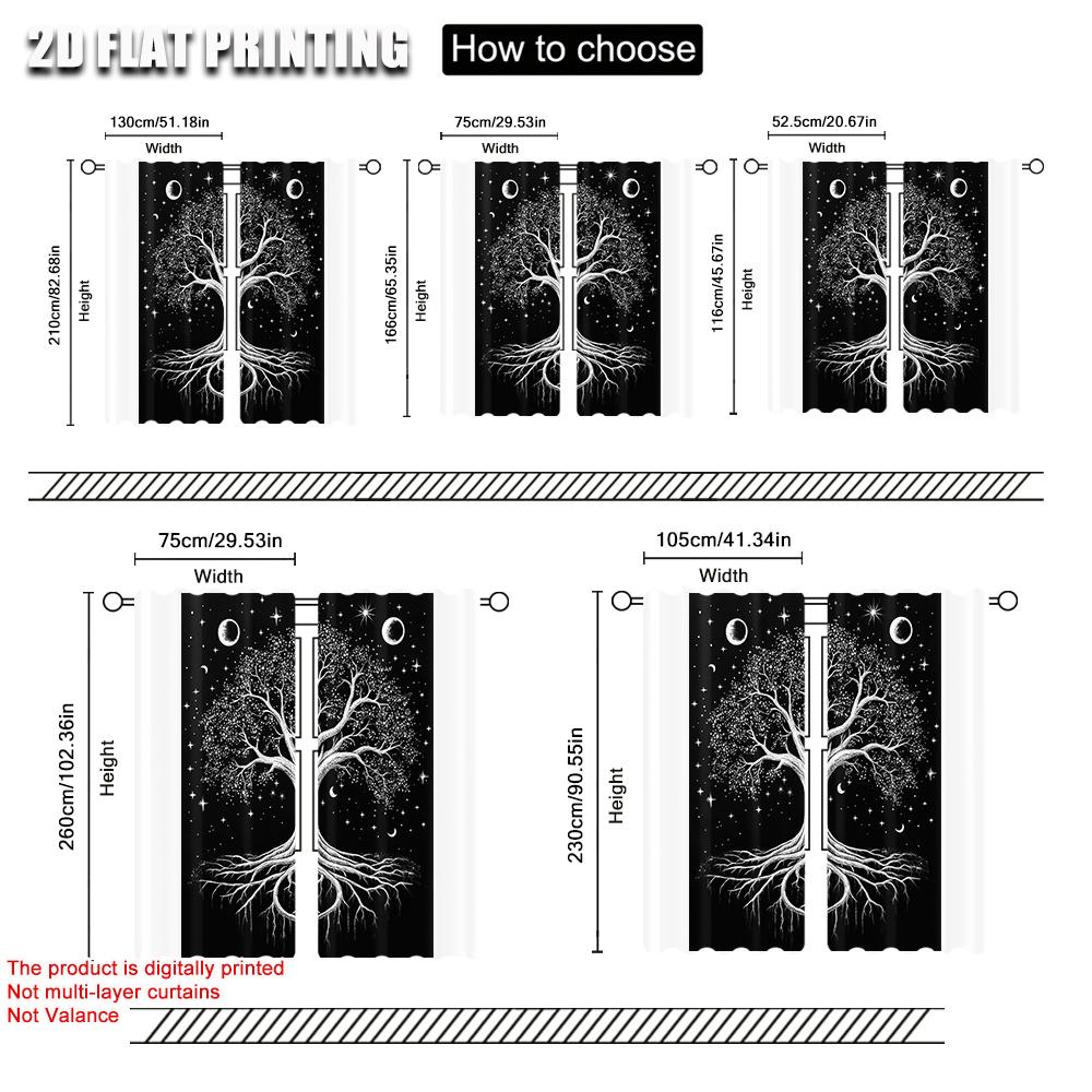 2pc     Party Curtains The Tree of Life Machine Washable Polyester  Without Electricity Party Decorations Use for Holiday Party