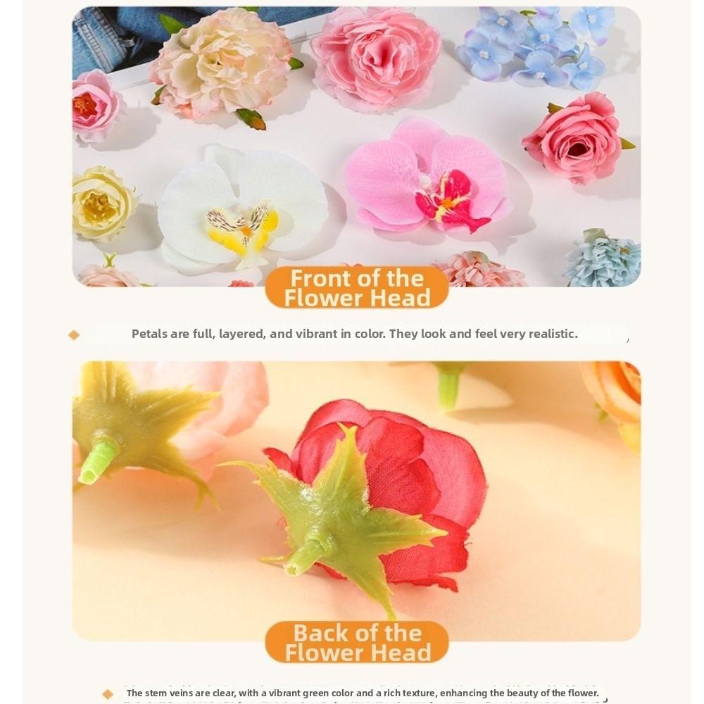 50/100Pcs Silk Faux Flower Heads Multicolor Fake Peony Daisy Rose Flowers  Garland Gifts Ornament