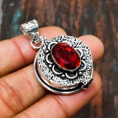 Granato del Mozambico, ciondolo gioiello in argento sterling 925 fatto a mano con pietra preziosa