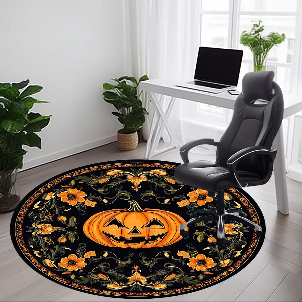 1PC Halloween Pumpkin Decor Chair Carpet for Office Non-Slip, Lightweight, Machine Washable Rug for Office, Sleeping, Room - Holiday Decoryy25100912