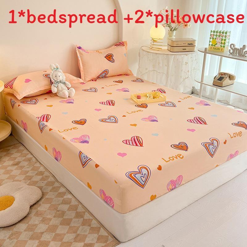 Flower Bear Rabbit Pattern Water Wash Cotton Bedspread Mattress Protective Cover