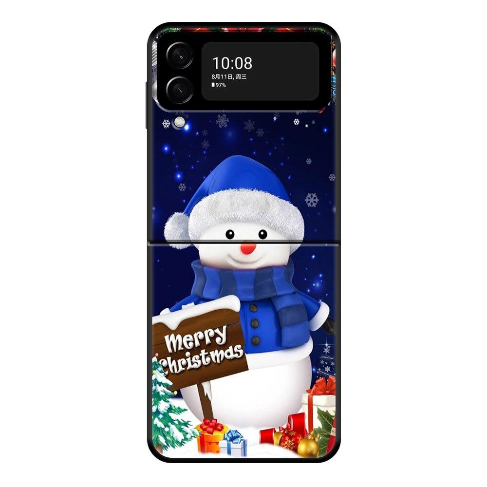 Süße Weihnachts-Schneemann-Telefonhülle für Samsung Galaxy Z Flip Z Flip3 5G Z Flip4 Harte PC-Mattschale