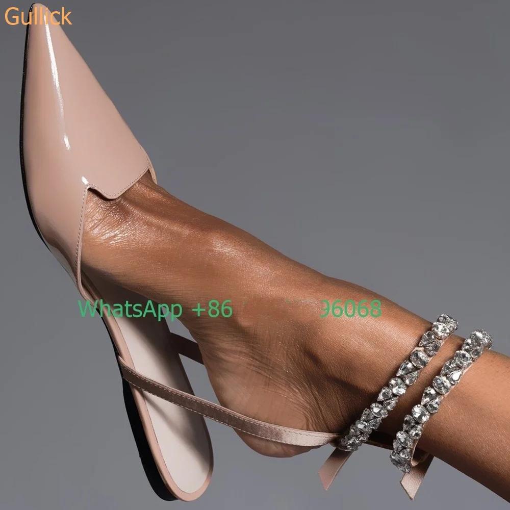 

Ladies pointed flat shoes diamond-studded ankle lace-up shoes footwear everyday slippers outdoor shoes slingback sandals size 43 43