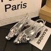 Elegant High Heels Silver Pumps Women 2024 Summer Slingbacks Pointed Toe Party Shoes Woman Solid Thin Heeled Sandals Ladies