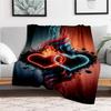 "Love In Flames: Heart-Shaped Watercolor Art Print"Blanket Flannel Throw Blanket for Sofa, Bed, Travel, Camping, Office