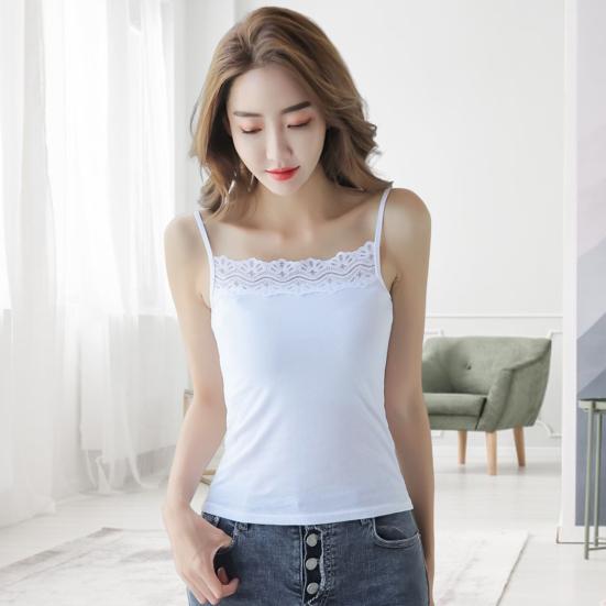 Dámské Top Špagety Pásek Krajka Jednobarevné Čtvercový výstřih Shodné kalhoty Bez rukávů Měkký svetr Letní Košilka Dámské Oblečení