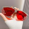 Popular Y2K Rimless Sunglasses Punk UV400 Protection Diamond Crystal Shades Irregular Luxury Designer Metal Glasses for Women