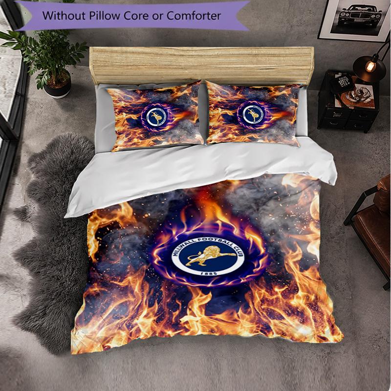Millwall Football 3 Piece Bedding Set Soft Duvet Cover Set with Pillowcases Printed Bedroom Decor Set for Home