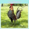 2d Flat Rooster Outdoor Decor With Metal Flat Figurine For Garden And Lawn Events
