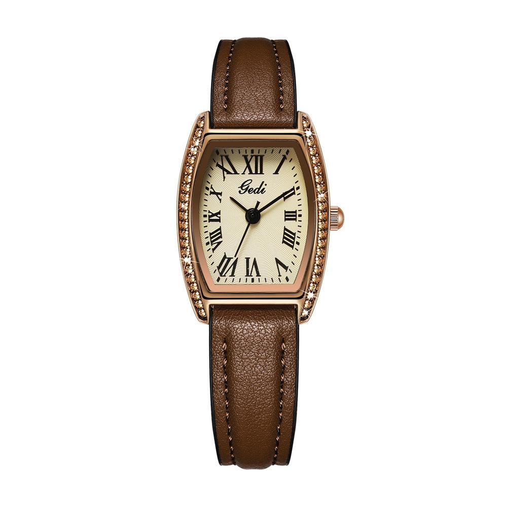 

Винтажная римская graduated тарелка из винного бочонка, легкая роскошь, высококачественный бамбуковый ремешок, кварцевые часы