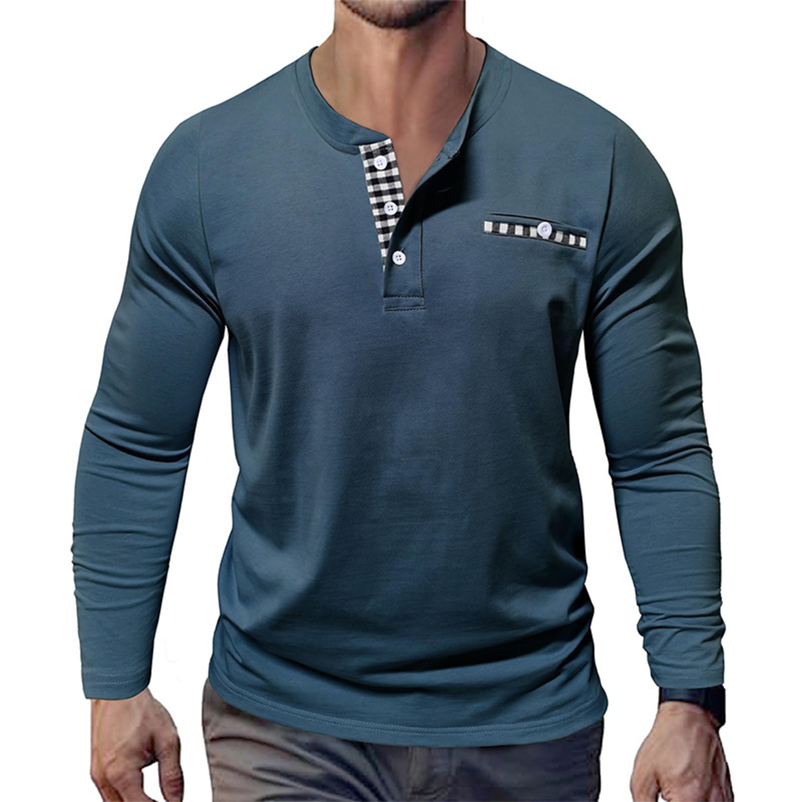 

Мужская трикотажная рубашка в уличном стиле, повседневная и модная, с длинными рукавами M тёмно-синий