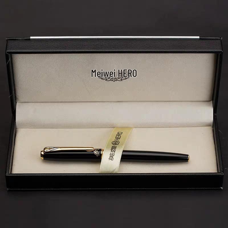 

Hero 1179 10K Gold Fountain Pen with Roewe Gift Box – Ideal for Business Office Use. 0.5mm чорний