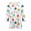 Women's Fashion Casual Seven Sleeve Christmas Printed Round Neck Top