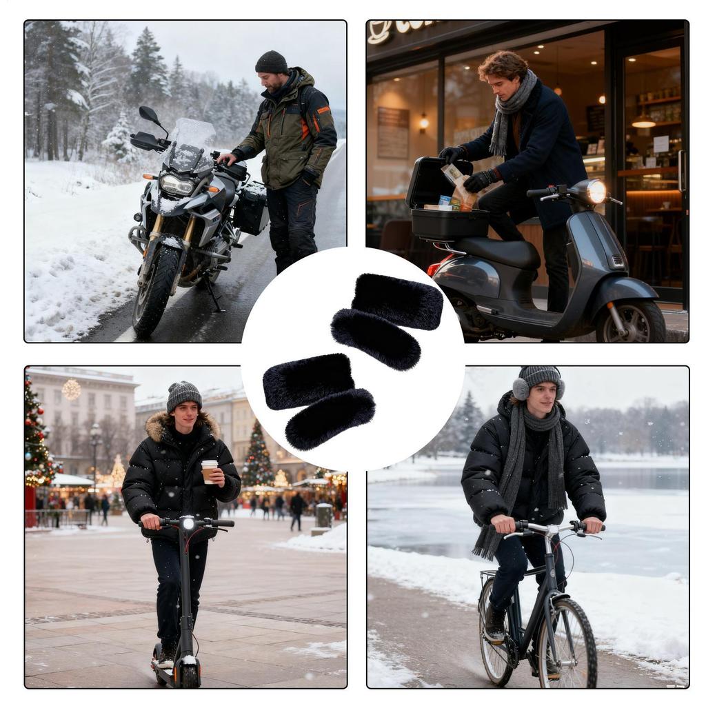 Motorcycle Handle Cover Windproof Plush Guard Handlebar Grip Cover For Motorbike Riding Snowmobile Atv Winter Summer Cycling