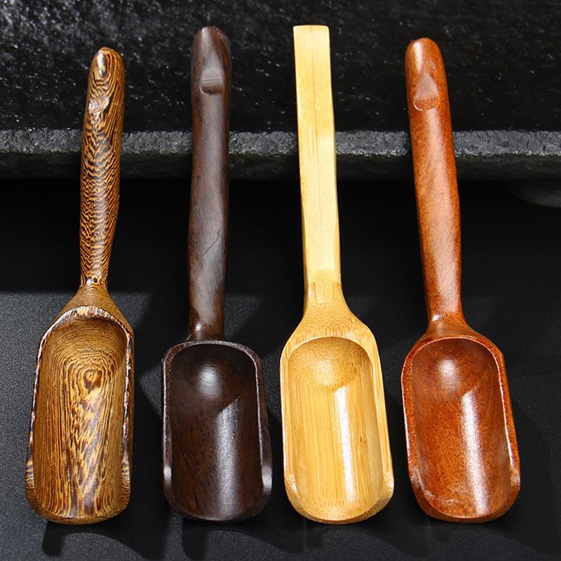 Chinese Kongfu Tea Scoop Wood/Bamboo Retro Style Natural Delicate Spoon Portable Bamboo Teaspoon Tea Accessories
