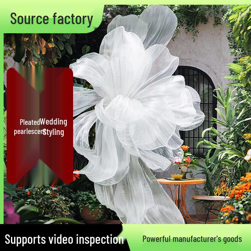 Handmade Pearlescent Floral Organza Wedding Stage Backdrop Fabric