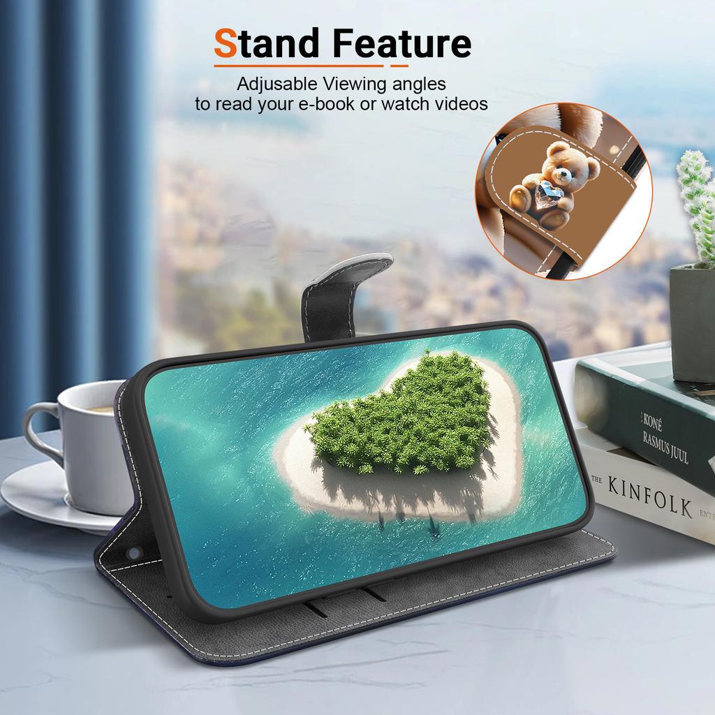 Handmade PU Leather Flip Case for Samsung A06/A06 5G (SM-A065F/A066B/A066M)- Anti-Slip Shockproof Cover with Wrist Strap & Heart/Rose Cat Designs