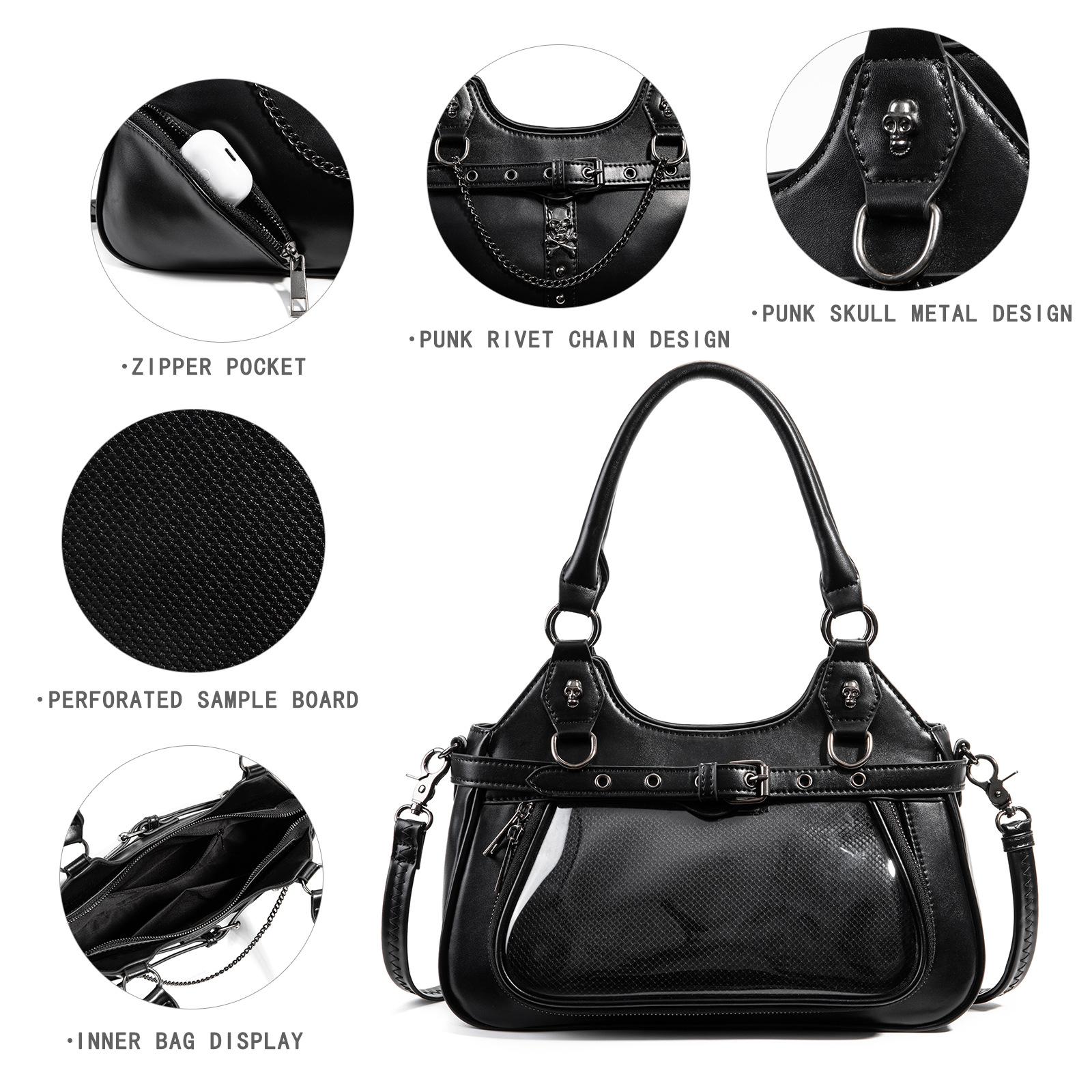 

Gothic Diablo Pain Charter Motorcycle Chain Element Shoulder Crossbody Handbag Skull Design Niche