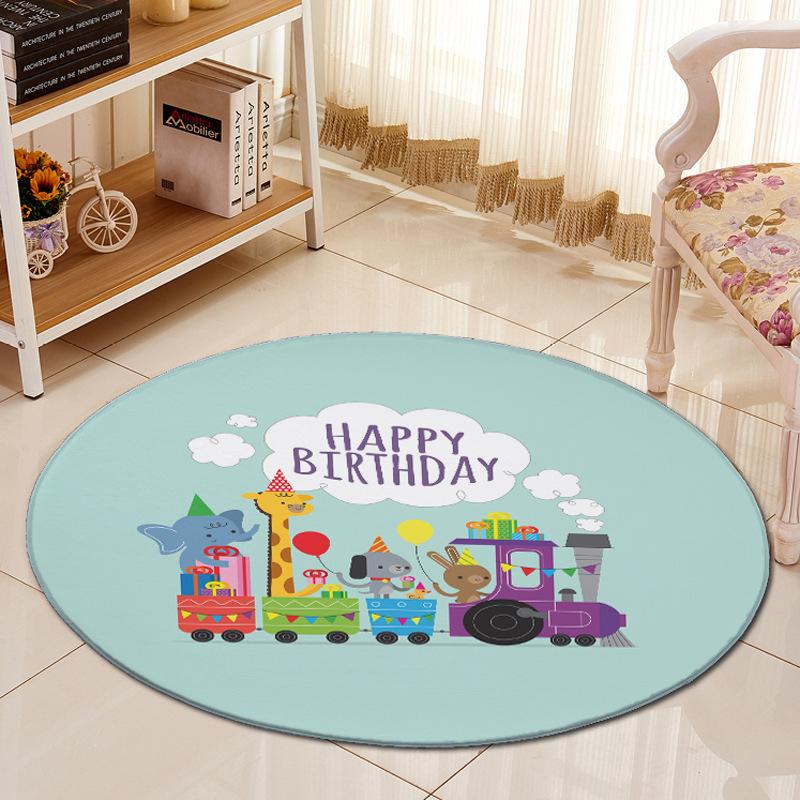 3D Jungle Animals Living Room Area Rug Kids Room Decor Round Carpet Cartoon Children Baby Play Rug Anti-slip Chair Mat Bath Mat