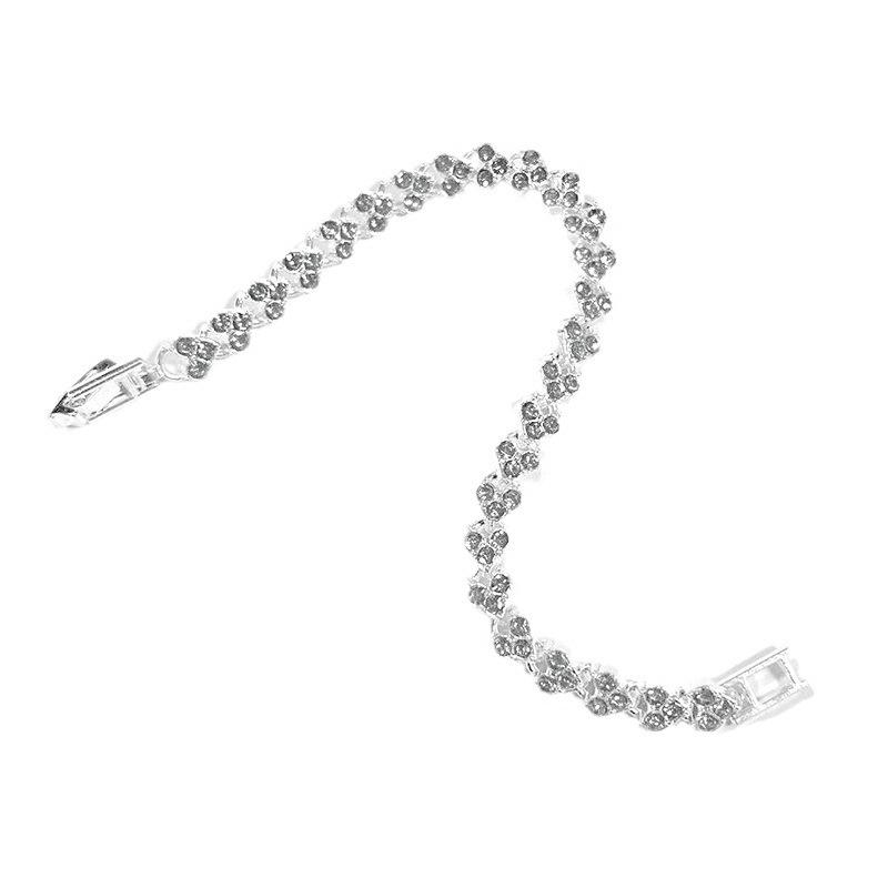 Heart-Shaped Rhinestone Silver-Plated Bracelet: Women's Crystal Fashion Hand Ornament