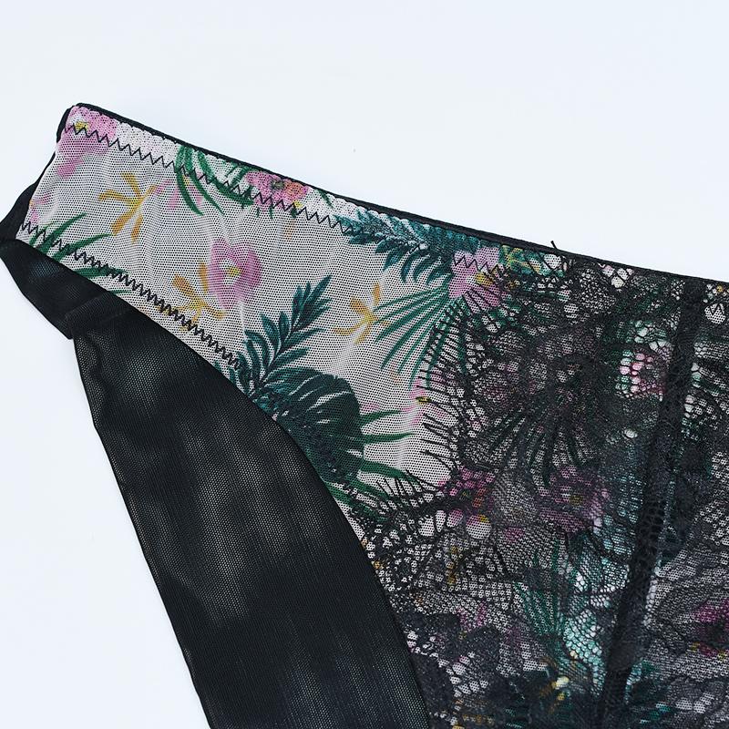 DKGEA Sexy undertøyssett tykke kvinner push up bh utskrift blonder dameundertøy