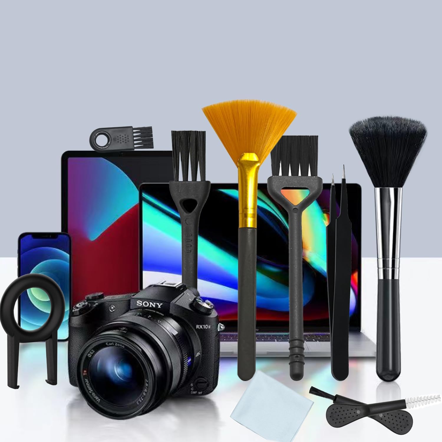 Computer Keyboard Cleaning Brush, Anti Static Nylon Electronics Cleaning Brush Kit, for Computer Keyboard, Printer, Phone, Sewing Machine, Car