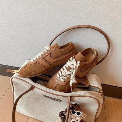 Rindslederversion~ Retro deutsche Trainingsschuhe Damen Leder Schnürung flache lässige Board-Schuhe 2025 Herbst und Winter neu Forrest Gump Schuhe
