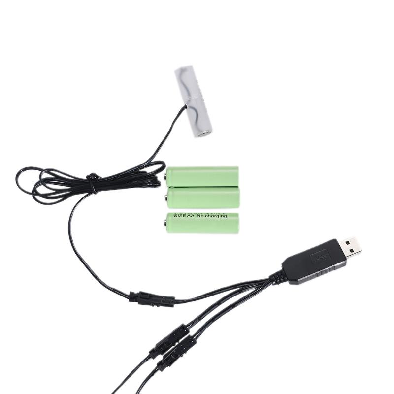 110cm 3in1 AA Battery Eliminator USB Powered for Toothbrush Toy Flashlight Clock Walkie Talkie Christmas Strip Light