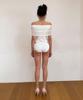VINAJ Lace Shirred Off-Shoulder Sleeveless Cover-Up (White)