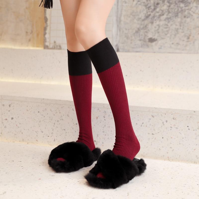 Vertical Knee-high Socks, Long Calf Socks, Solid Color Pile Socks, High Socks, Breathable