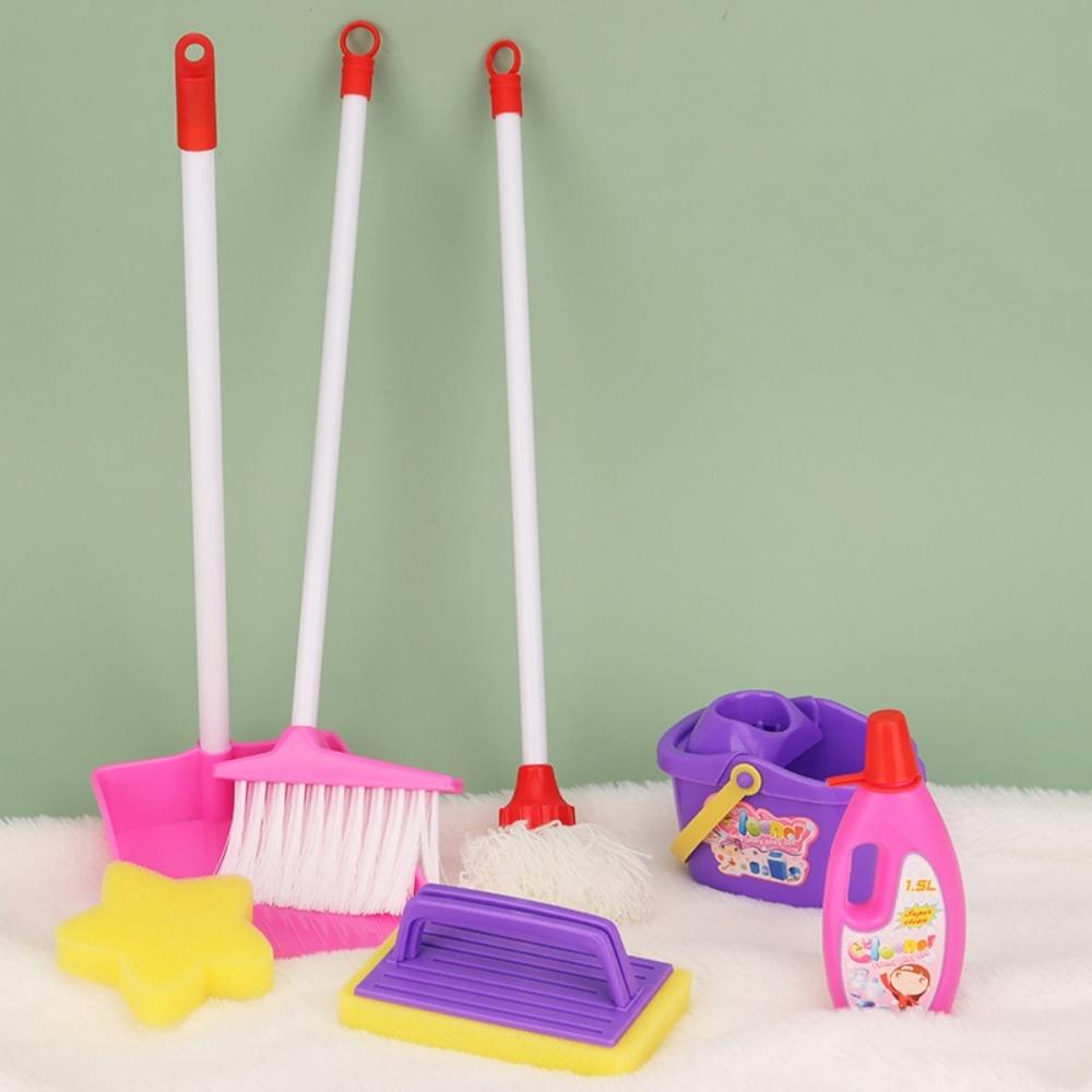 Role Playing Children Cleaning Kit Broom Brush Housekeeping Playset  Housework Supplies